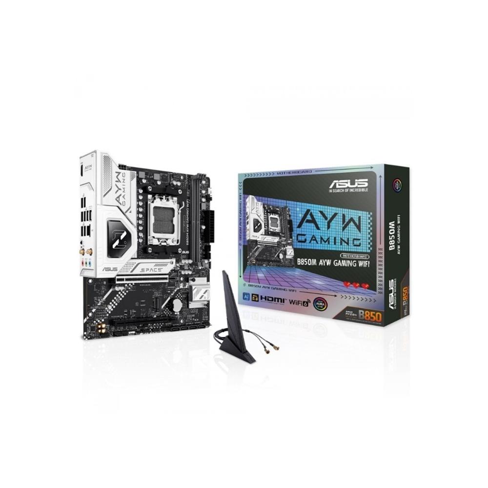 Placa-mãe Asus B850M AYW Gaming WiFi, Chipset B850, AMD AM5, mATX, DDR5