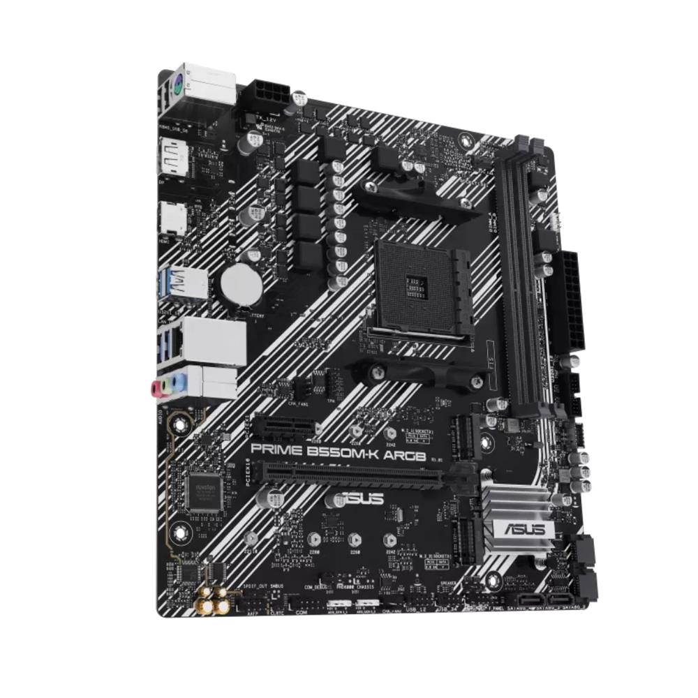 Placa-Mãe ASUS Prime B550M-K ARGB, AMD AM4, Chipset B550, Micro ATX, DDR4, PCIe 4.0, 2x M.2, HDMI, DisplayPort, Preto