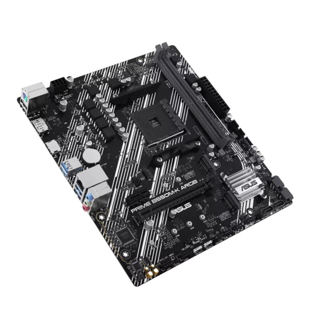 Placa-Mãe ASUS Prime B550M-K ARGB, AMD AM4, Chipset B550, Micro ATX, DDR4, PCIe 4.0, 2x M.2, HDMI, DisplayPort, Preto