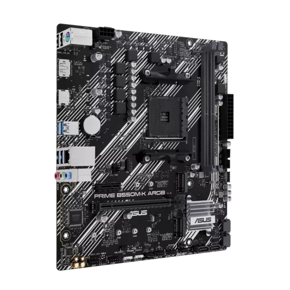 Placa-Mãe ASUS Prime B550M-K ARGB, AMD AM4, Chipset B550, Micro ATX, DDR4, PCIe 4.0, 2x M.2, HDMI, DisplayPort, Preto