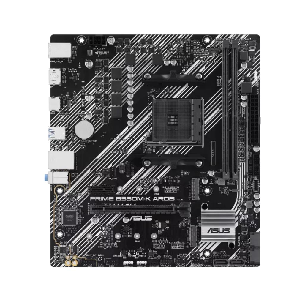 Placa-Mãe ASUS Prime B550M-K ARGB, AMD AM4, Chipset B550, Micro ATX, DDR4, PCIe 4.0, 2x M.2, HDMI, DisplayPort, Preto