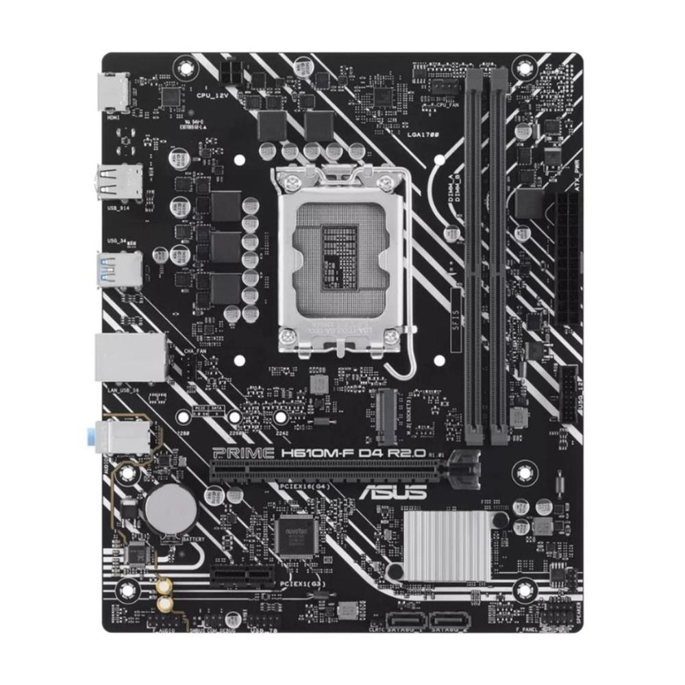 Placa Mãe ASUS PRIME H610M-F D4 R2.0, Intel H610, LGA 1700, Micro-ATX, 2 Slots DDR4, 1 Slot M.2