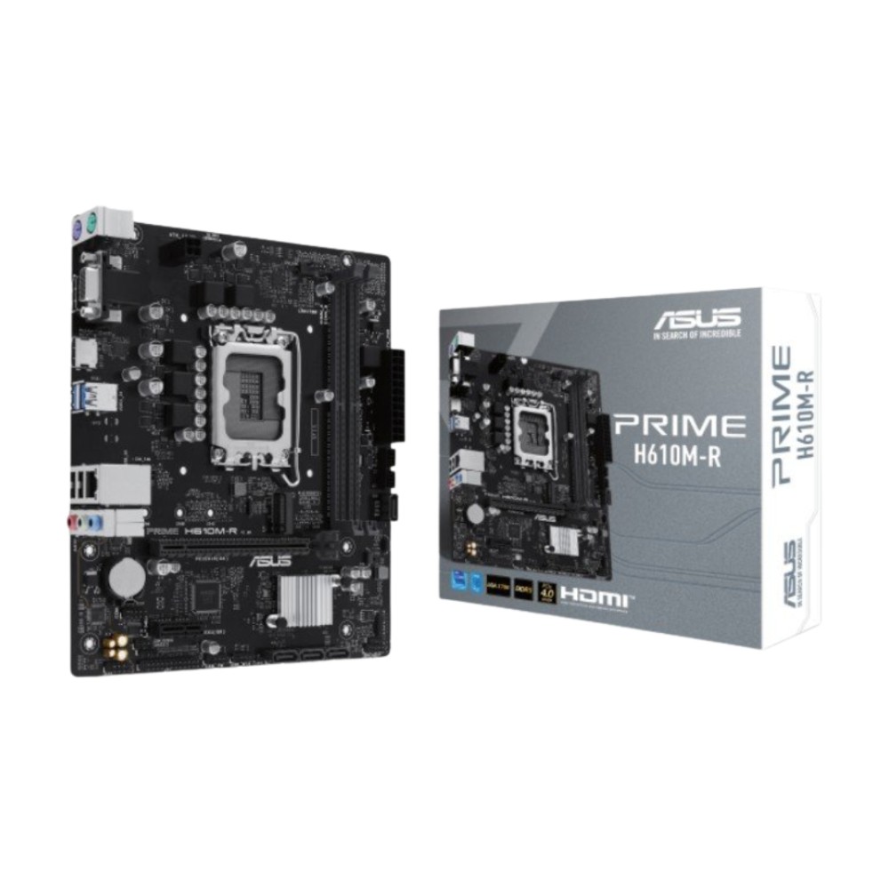 Placa-mãe ASUS Prime H610M-R, Socket LGA1700, Chipset Intel H610, mATX, DDR4, Preto