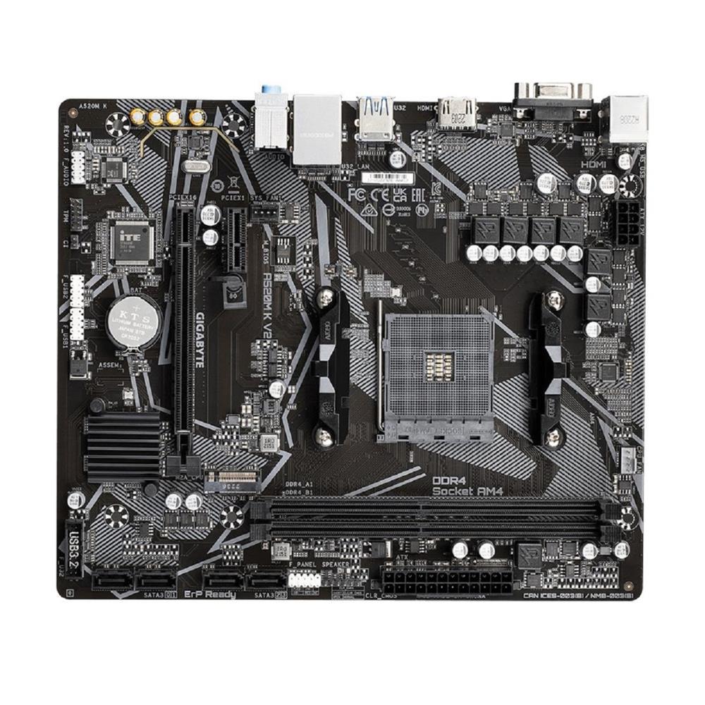 Placa Mãe Gigabyte A520M K V2, Chipset A520, AMD AM4, mATX, DDR4