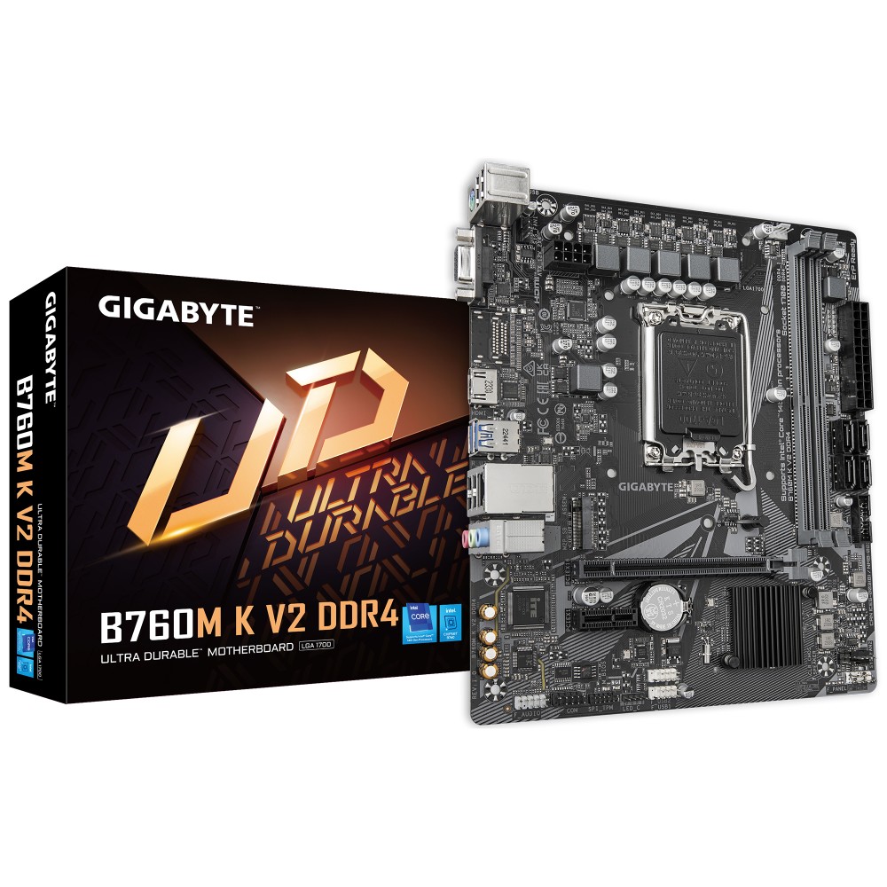 Placa-Mãe Gigabyte, B760M K V2 DDR, LGA1700, B760, 64GB, M.2 NVMe PCIe 3.0, Micro ATX