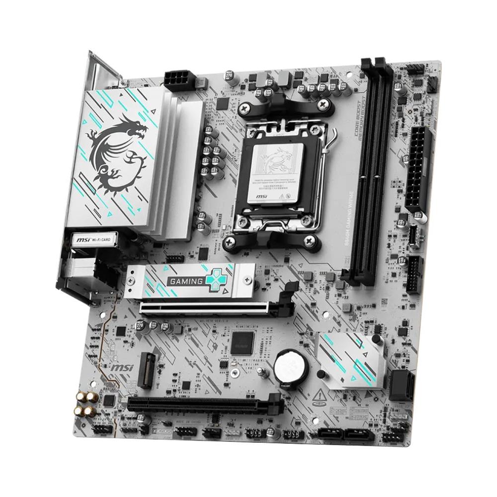 Placa-mãe MSI B840M Gaming WiFi 6E, mATX, AM5, DDR5 128GB, Chipset B840, 2× M.2 PCIe 4.0, HDMI + DP, LAN 2.5G, Branco