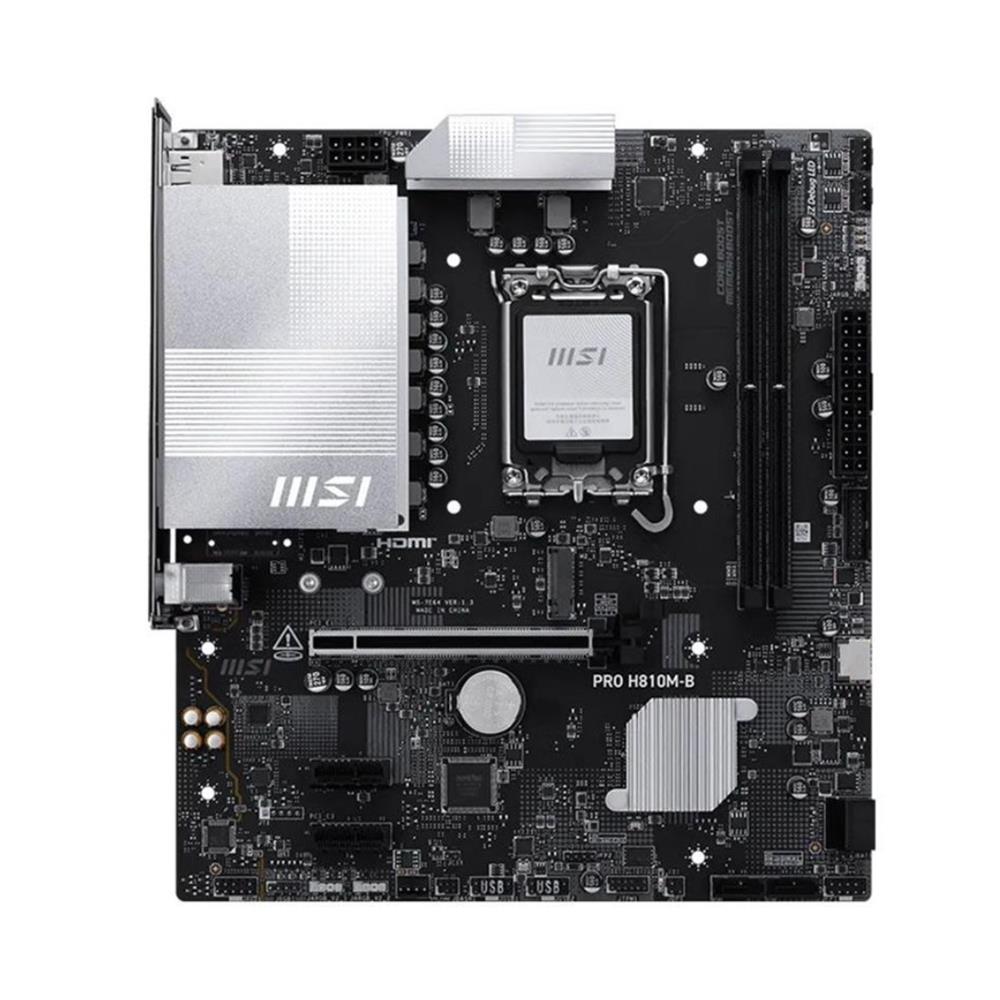 Placa-mãe MSI PRO H810M-B, LGA1851, H810, DDR5 128GB 6400MHz, M.2 PCIe 4.0 NVMe, HDMI 4K, DisplayPort, LAN 2.5G, Prata