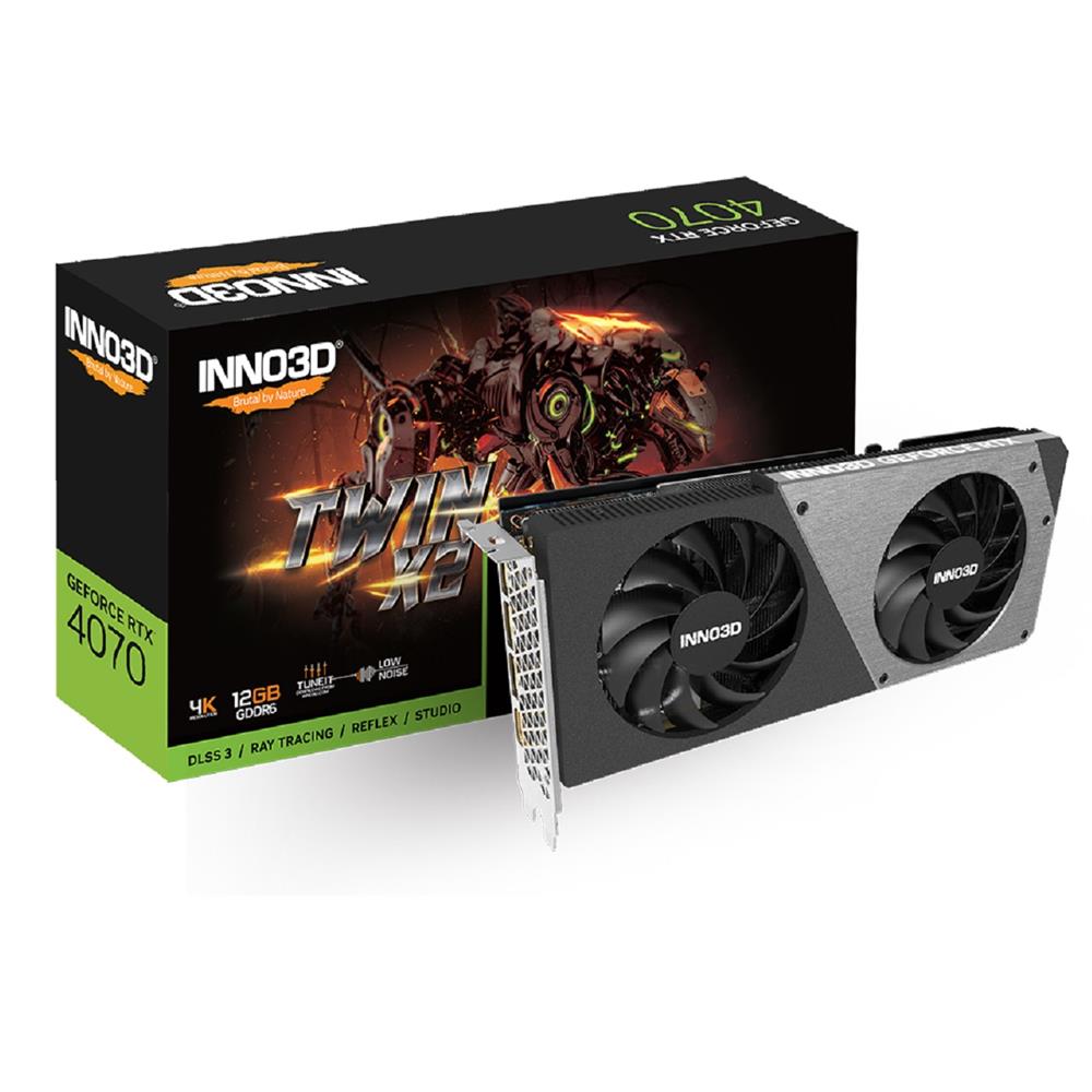 Placa de Video INNO3D GeForce RTX 4070 Twin X2 OC, 12GB, GDDR6X, 256-bit, N40702-12D6-179063N