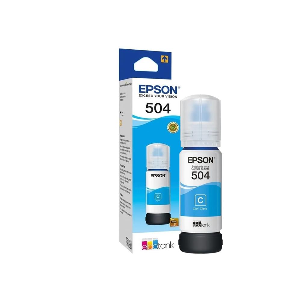 Refil de Tinta Epson T504 Ciano, 70ml, T504222