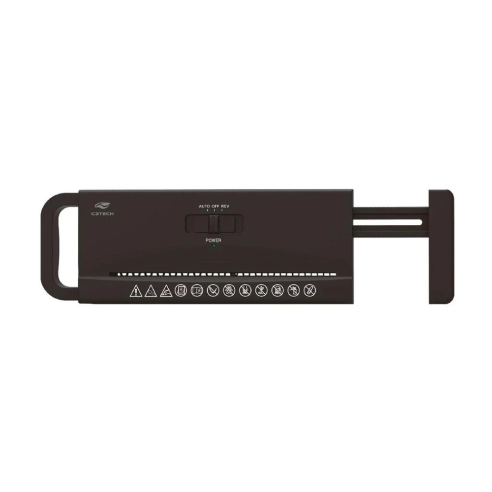 Fragmentadora de Papel C3Tech, 6 Folhas, Corte em Tiras, Cesto 7L, Preto, FR-100BK