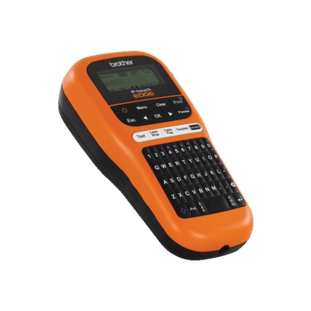 Rotulador Eletrônico Portátil Profissional Brother, PT-E110, Impressão Térmica, Até 20 mm/s, Fitas TZe Até 12 mm, Laranja