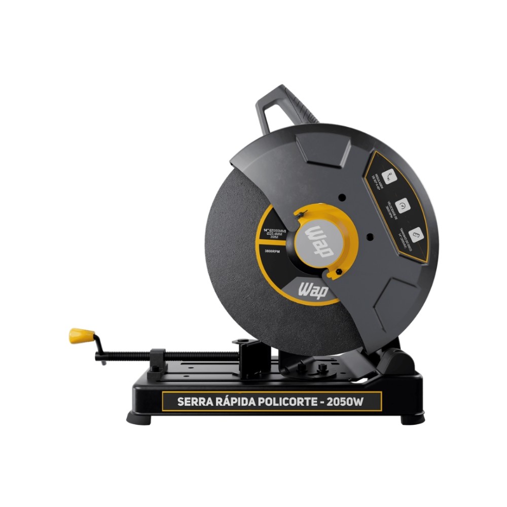 Serra Policorte WAP, Disco 14 Pol 355mm 2050W 3800RPM, WF SP01, Cinza Amarelo e Preto