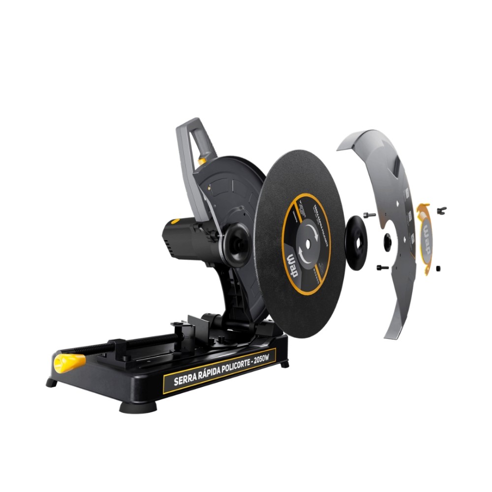 Serra Policorte WAP, Disco 14 Pol 355mm 2050W 3800RPM, WF SP01, Cinza Amarelo e Preto