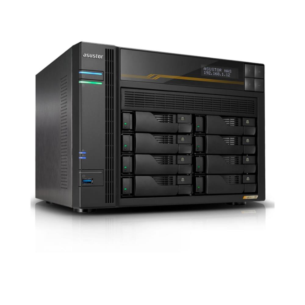 Storage Asustor AS6808T , 08 Baias, PCIe, USB4, 10 GBe, Preto