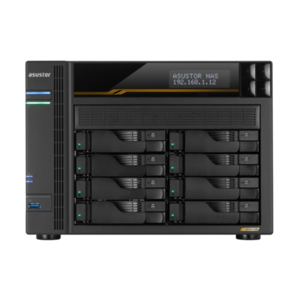 Storage Asustor AS6808T , 08 Baias, PCIe, USB4, 10 GBe, Preto