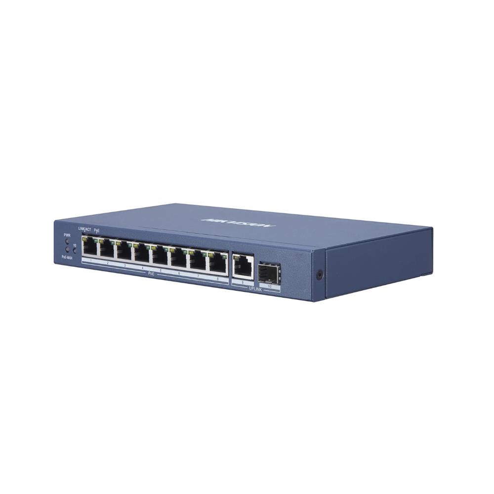 Switch Hikvision DS-3E1510P-SI Gigabit, PoE, 8 portas, 20Gbps