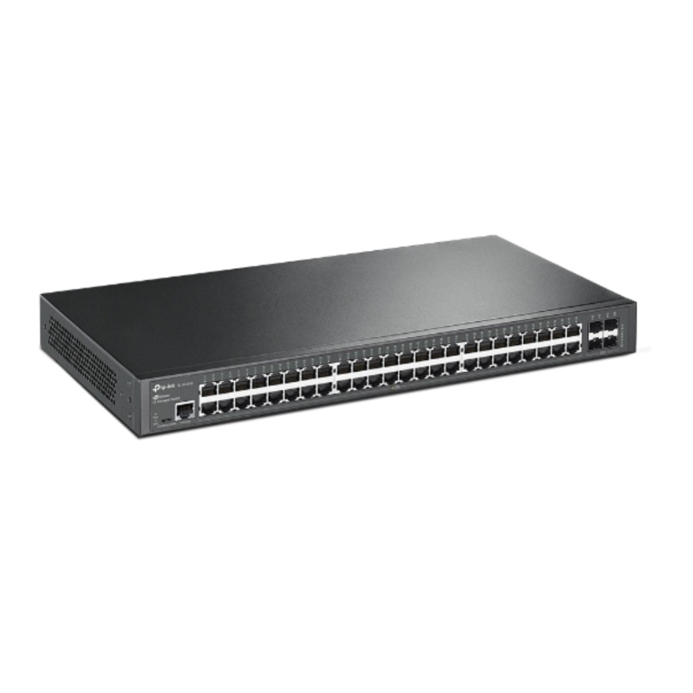 Switch Gerenciável L2+ TP-Link, TL-SG3452,  48 Portas Gigabit RJ45, 4 Slots SFP Gigabit, Controle de Fluxo, Preto