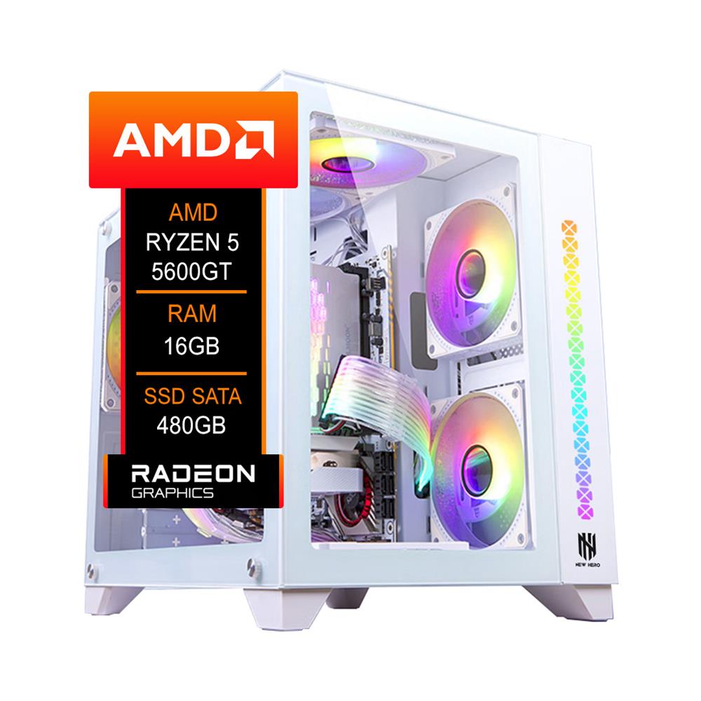 PC Gamer AMD Ryzen 5 5600GT, Chipset B550M, 16GB DDR4, SSD 480GB, Branco