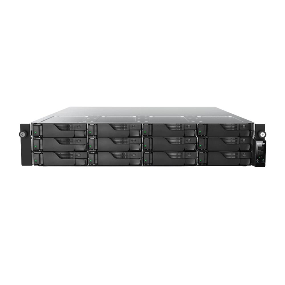 Servidor NAS Asustor AS7212RDX, 12 Baias, AMD Ryzen 7 Pro 7745, 16GB ECC DDR5, Dual 10GbE, Rack 2U, Preto